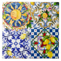 Siciliaanse zon, citroen, mediterrane tegels,