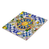 Siciliaanse zon, citroen, mediterrane tegels, tegeltje (Zijkant)