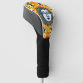 Siciliaanse Zon Gezicht Driver Hoes Golfheadcover (Schuin)