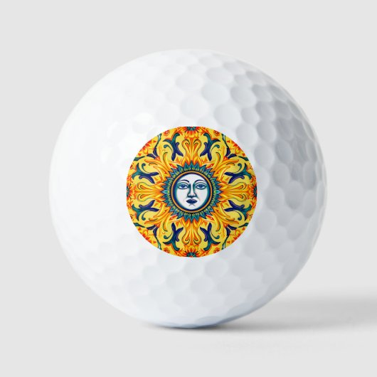 Siciliaanse Zon Gezicht Golfballen (Voorkant)