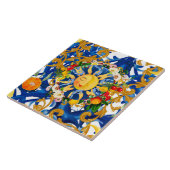 Siciliaanse zon, halve maan, zomer, majolica, citr tegeltje (Zijkant)