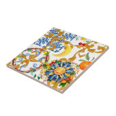 Siciliaanse zon, halve maan, zomer, majolica, citr tegeltje (Zijkant)