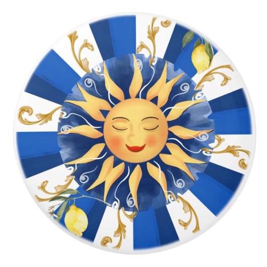 Siciliaanse zon, majolica, citroen, keramische knop (Voorkant)