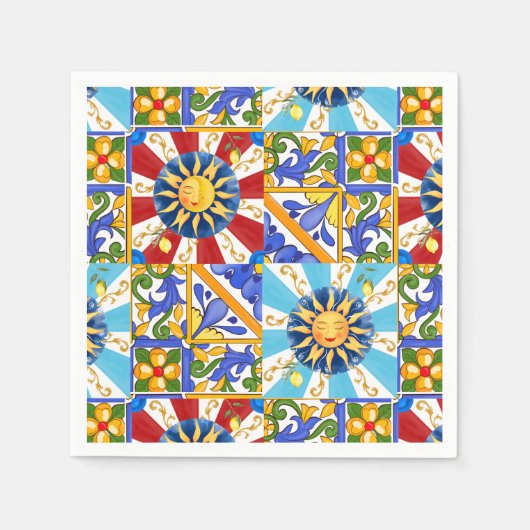Siciliaanse zon, majolica, citroen, servet (Voorkant)