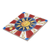 Siciliaanse zon, majolica, tegeltje (Zijkant)