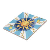 Siciliaanse zon, mozaïek, Mediterraans, Tegeltje (Zijkant)