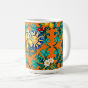 Siciliaanse zon, zomer, citroen, mozaïek, blauw, koffiemok