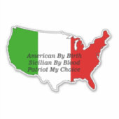 Sicilian American Italian Patriot USA Map  Sticker (Voorkant)