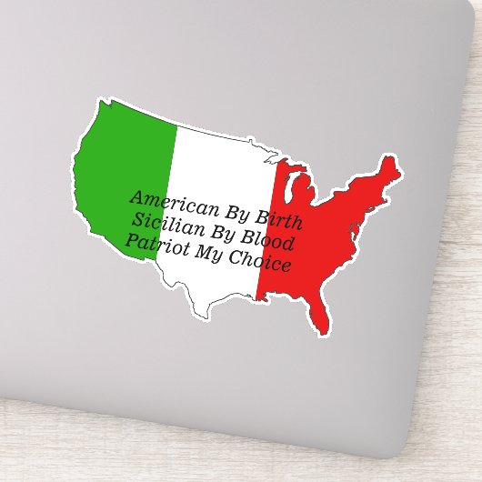 Sicilian American Italian Patriot USA Map  Sticker (Detail)