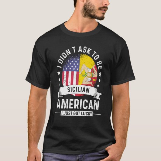 Sicilian American Patriot Grown Humor Flag T-shirt (Voorkant)