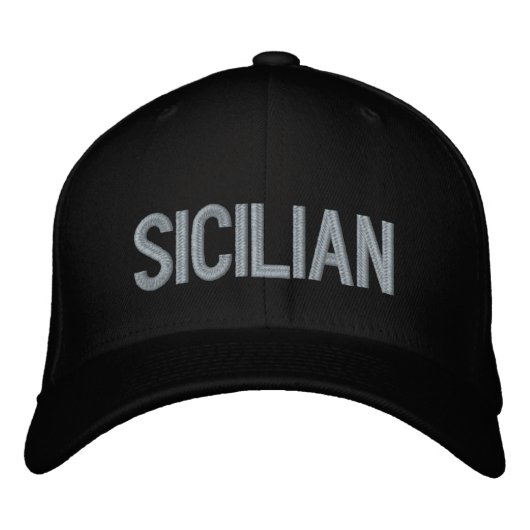 Sicilian black embroidered cap geborduurde pet (Voorkant)