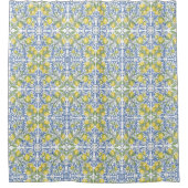Sicilian Lemon Blue Majolica Tile Shower Curtain Douchegordijn (Voorkant)