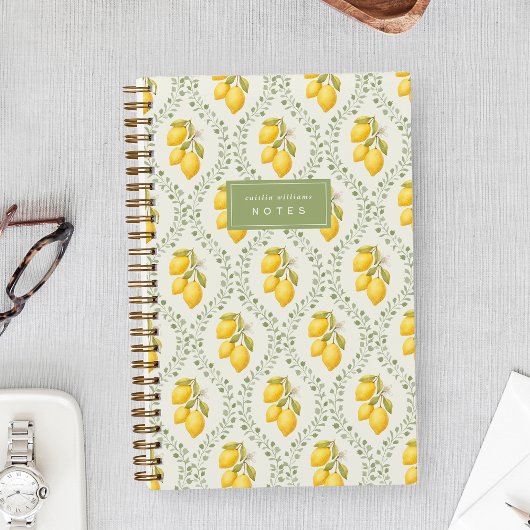 Sicilian Lemon + Sage Trellis Personalized Notitieboek