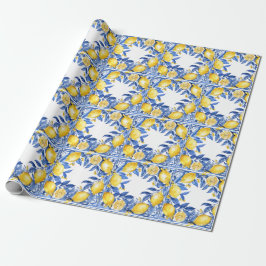 Sicilian Lemon Tiles Pattern Mediterranean Dolce  Cadeaupapier