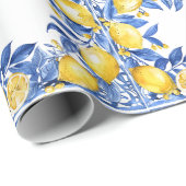 Sicilian Lemon Tiles Pattern Mediterranean Dolce  Cadeaupapier (Rol Hoek)
