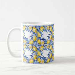 Sicilian Lemon Tiles Pattern Mediterranean Dolce  Koffiemok