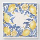 Sicilian Lemon Tiles Pattern Mediterranean Dolce  Stenen Onderzetter (Voorkant)
