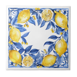Sicilian Lemon Tiles Pattern Mediterranean Dolce  Tegeltje