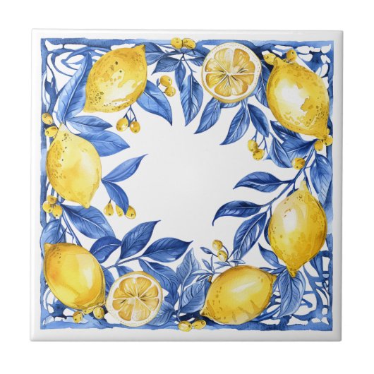 Sicilian Lemon Tiles Pattern Mediterranean Dolce  Tegeltje (Voorkant)