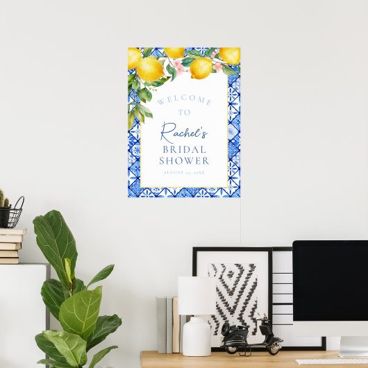 Sicilian Lemons Blue Tegels Vrijgezellenfeest Welk Poster (Thuiskantoor)