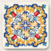 Sicilian Majolica Colorful Tile Pattern Bier Onderzetter (Voorkant)
