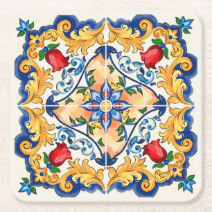 Sicilian Majolica Colorful Tile Pattern Kartonnen Onderzetters
