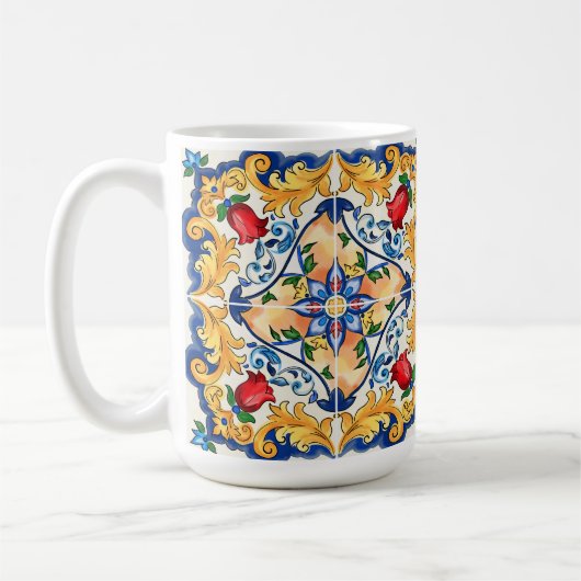 Sicilian Majolica Colorful Tile Pattern Koffiemok (Links)