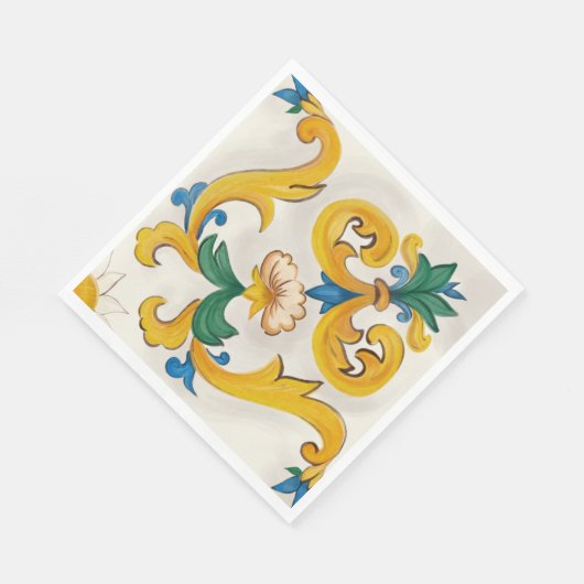 Sicilian Majolica Colorful Tile Pattern Napkin Servet (Hoek)