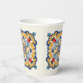 Sicilian Majolica Colorful Tile Pattern Papieren Bekers (Rechts)
