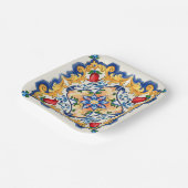 Sicilian Majolica Colorful Tile Pattern Papieren Bordje (Gebogen)