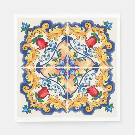 Sicilian Majolica Colorful Tile Pattern Servet (Voorkant)