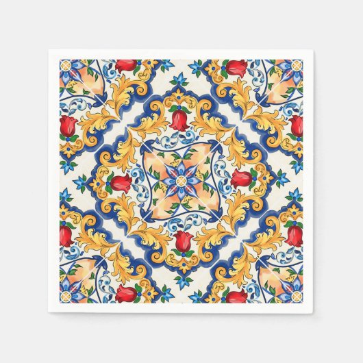 Sicilian Majolica Colorful Tile Pattern Servet (Voorkant)