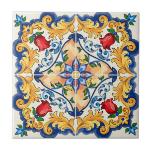 Sicilian Majolica Colorful Tile Pattern Tegeltje