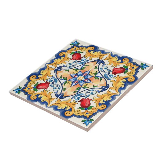 Sicilian Majolica Colorful Tile Pattern Tegeltje (Zijkant)