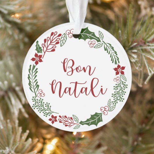 Sicilian Merry Kerstmis Wreath, Bon Natali Ornament (Boom)