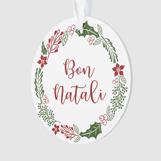 Sicilian Merry Kerstmis Wreath, Bon Natali Ornament (voorkant)