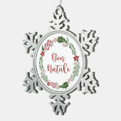 Sicilian Merry Kerstmis Wreath, Bon Natali Tin Sneeuwvlok Ornament (Rechts)