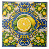 Sicilian pattern lemons ceramic tile tegeltje (Voorkant)