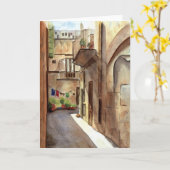 Sicilian Street Notecard Kaart (Gele Bloem)