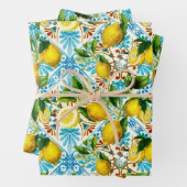 Sicilian style, summer art, lemons Inpakpapier Vel (In situ)