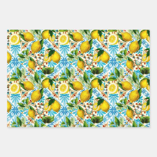 Sicilian style, summer art, lemons Inpakpapier Vel (Voorkant)