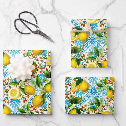 Sicilian style, summer art, lemons Inpakpapier Vel (Voorkant)