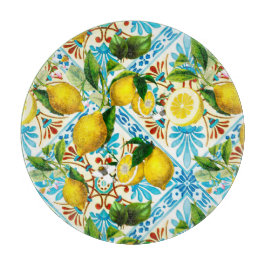  Sicilian style, summer art, lemons   Snijplank
