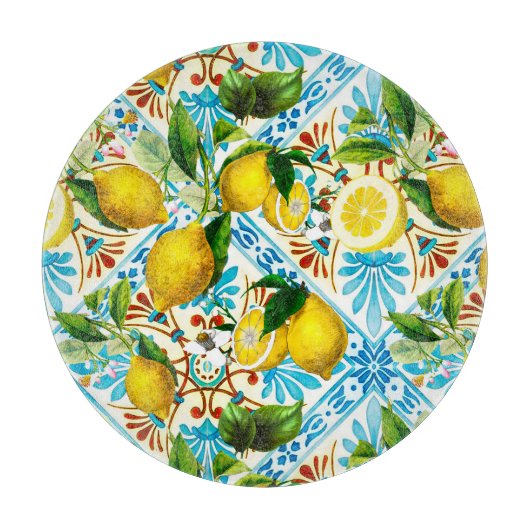 Sicilian style, summer art, lemons Snijplank (Voorkant)
