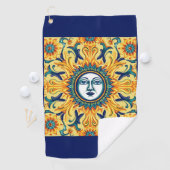 Sicilian Sun Face Golfhanddoek — Sapphire Blauwe R (Insitu)