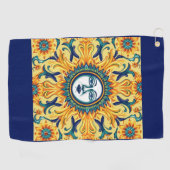 Sicilian Sun Face Golfhanddoek — Sapphire Blauwe R (Horizontaal)