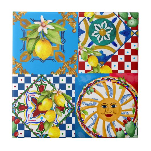 Sicilian tiles,majolica,lemons tegeltje (Voorkant)