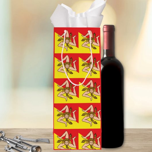Sicilian Trinacria All-Over Flag Pattern Sicily Wijn Cadeautas