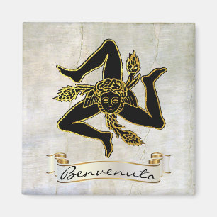 Sicilian Trinacria Benvenuto Magneet