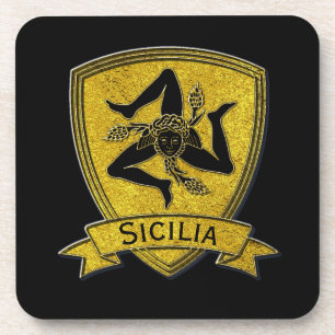 Sicilian Trinacria Black & Gold Bier Onderzetter